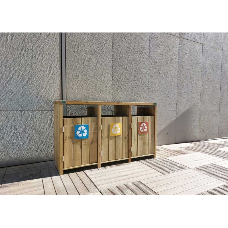 Poubelle en bois tri sélectif Pico - 2 x 90L | Prossentiel