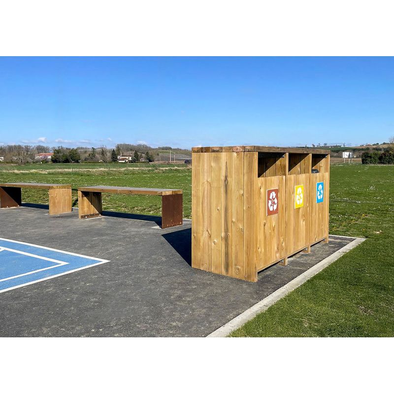 Poubelle en bois tri sélectif Pico - 2 x 90L | Prossentiel